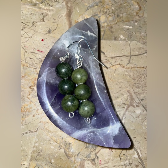 Green Jade Earrings Hand Crafted Crystal Jewelry - Picture 3 of 4